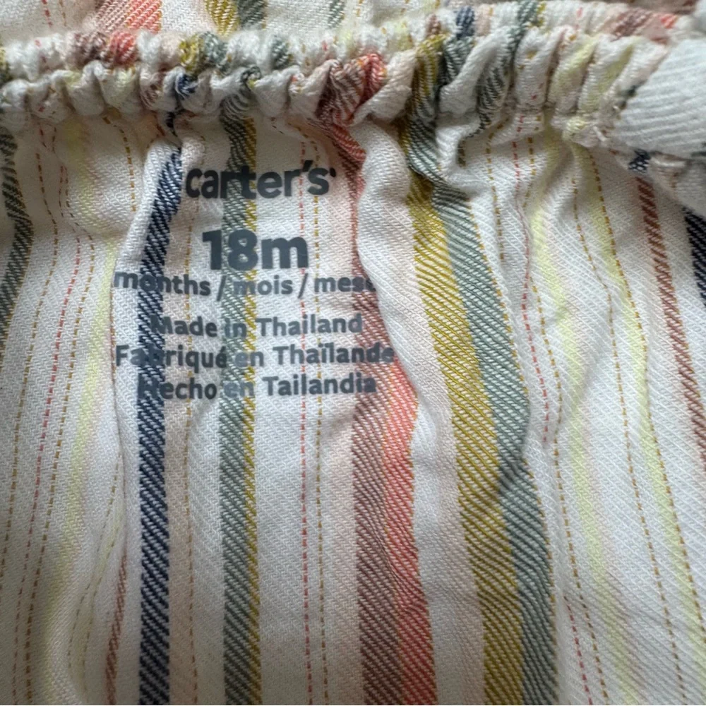 Carter's Girl’s Striped Cream with Muted Colors Romper Jumpsuit Size 18 Months